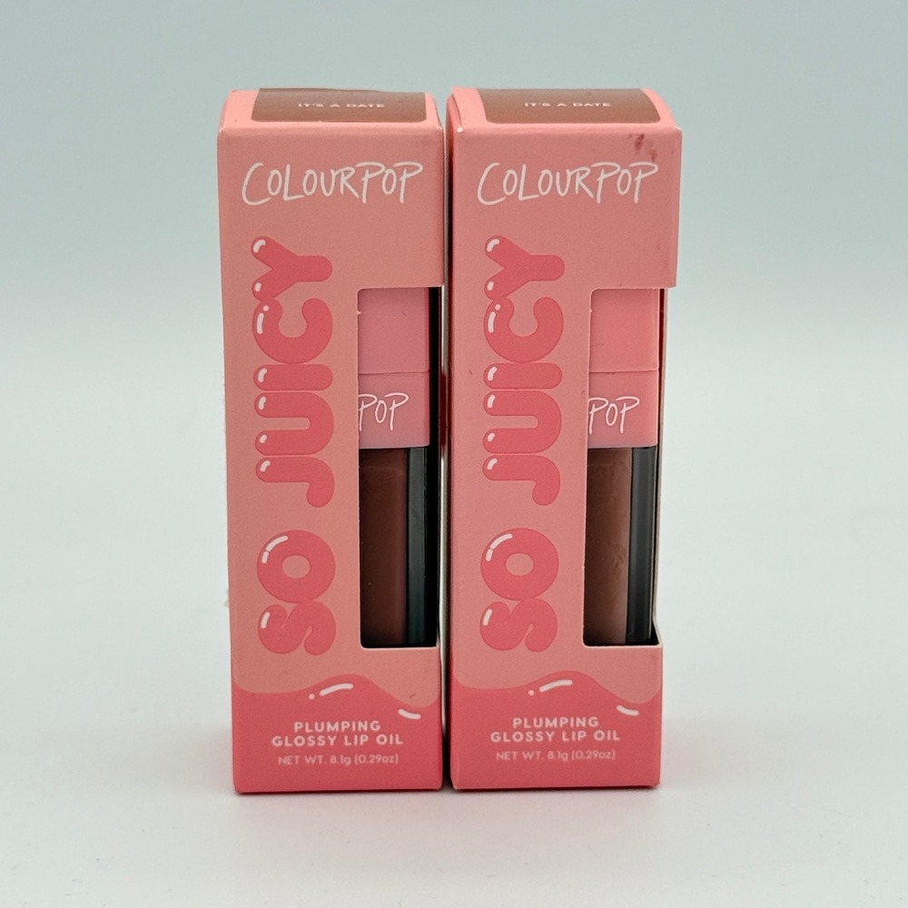 ColourPop Lip Oil Set 2pc 0.29oz It's A Date Brown New Plumping Glossy Lip Oil